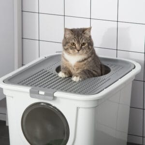 Pawhut Cat Litter Tray w/ Front Entrance