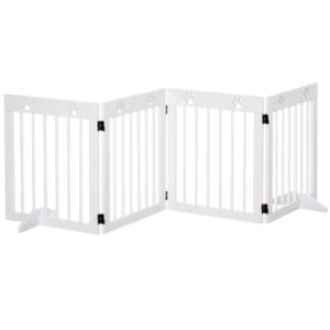 Pawhut Pet Gate 4 Panel Foldable Wooden