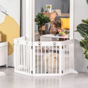 Pawhut Pet Gate 4 Panel Foldable Wooden