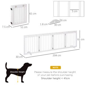 Pawhut Pet Gate 4 Panel Foldable Wooden