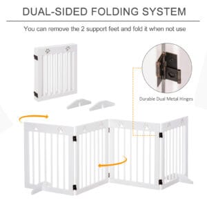 Pawhut Pet Gate 4 Panel Foldable Wooden