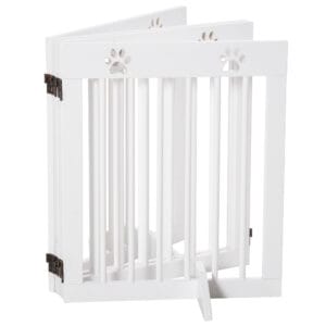 Pawhut Pet Gate 4 Panel Foldable Wooden
