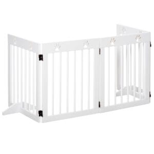 Pawhut Pet Gate 4 Panel Foldable Wooden