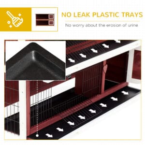 Pawhut 2-Tier Wooden Rabbit Hutch w/ Tray