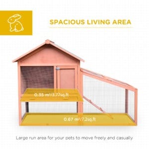 Pawhut Wood Rabbit Hutch w/ Roof Ramp