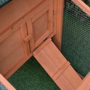 Pawhut Wood Rabbit Hutch w/ Roof Ramp