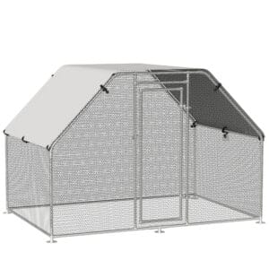 Large Metal Walk-In Chicken Coop Run Cage w/ Cover Outdoor, 280 x 193.5 x 195 cm