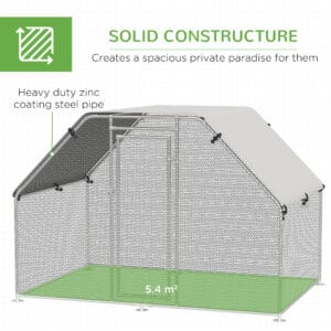 Large Metal Walk-In Chicken Coop Run Cage w/ Cover Outdoor, 280 x 193.5 x 195 cm