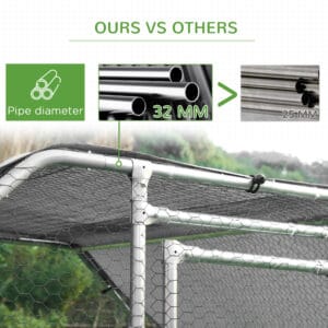 Large Metal Walk-In Chicken Coop Run Cage w/ Cover Outdoor, 280 x 193.5 x 195 cm