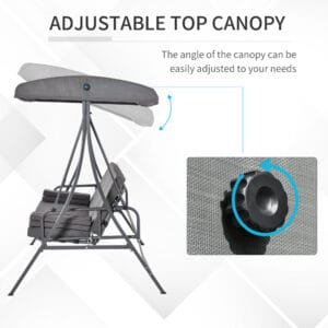 Outsunny 2-in-1 Swing Bench 3 Seater Grey