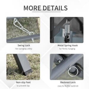 Outsunny 2-in-1 Swing Bench 3 Seater Grey