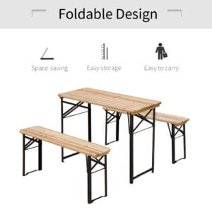 Outsunny Table and Bench Set Camping Picnic