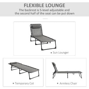 Outsunny Sun Lounger Pillow Grey