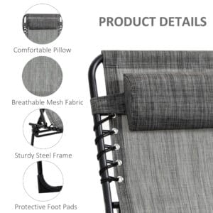 Outsunny Sun Lounger Pillow Grey