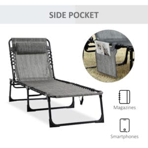 Outsunny Sun Lounger Pillow Grey
