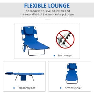 Outsunny Sun Lounger Chaise Lounge Face Cavity