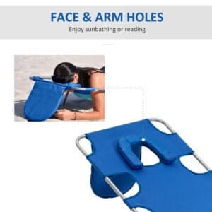 Outsunny Sun Lounger Chaise Lounge Face Cavity