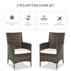Outsunny 2 Seater Rattan Armchair w/ Armrests