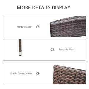 Outsunny 2 Seater Rattan Armchair w/ Armrests