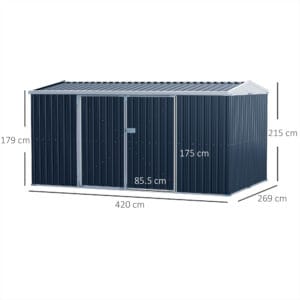 Outsunny Garden Shed Steel Grey