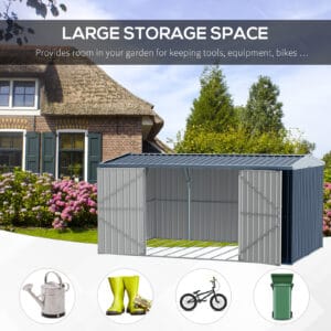 Outsunny Garden Shed Steel Grey
