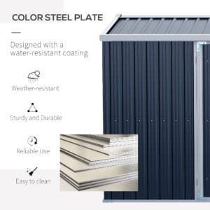 Outsunny Garden Shed Steel Grey