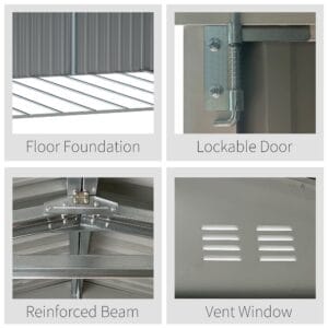 Outsunny Garden Shed Steel Grey