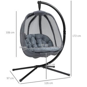 Outsunny Hanging Egg Chair w/ Cushion Grey