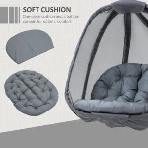 Outsunny Hanging Egg Chair w/ Cushion Grey