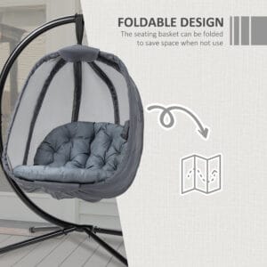 Outsunny Hanging Egg Chair w/ Cushion Grey