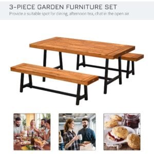 Outsunny Camping Picnic Dining Set 3 Pieces Wood