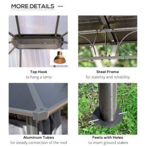 Outsunny Hardtop Gazebo w/ Polycarbonate Curtains