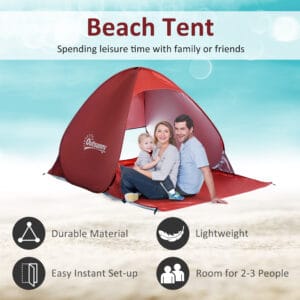 Outsunny Beach Tent Pop up Shelter Red