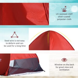 Outsunny Beach Tent Pop up Shelter Red