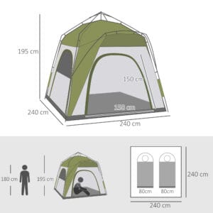 Outsunny 4 Man Pop Up Tent Automatic