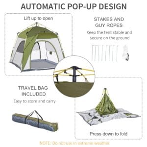 Outsunny 4 Man Pop Up Tent Automatic