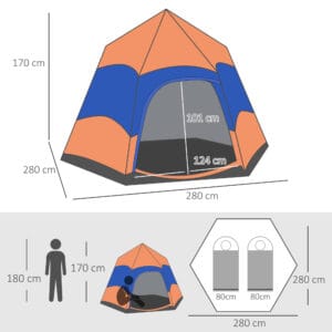 Outsunny 4 Person Pop Up Tent Festival Hiking