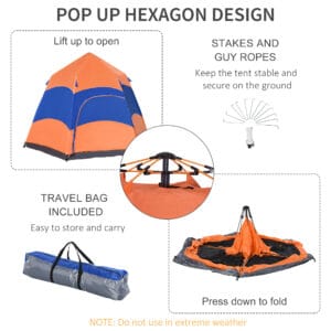 Outsunny 4 Person Pop Up Tent Festival Hiking