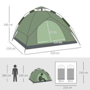 Outsunny 2 Man Pop Up Camping Tent