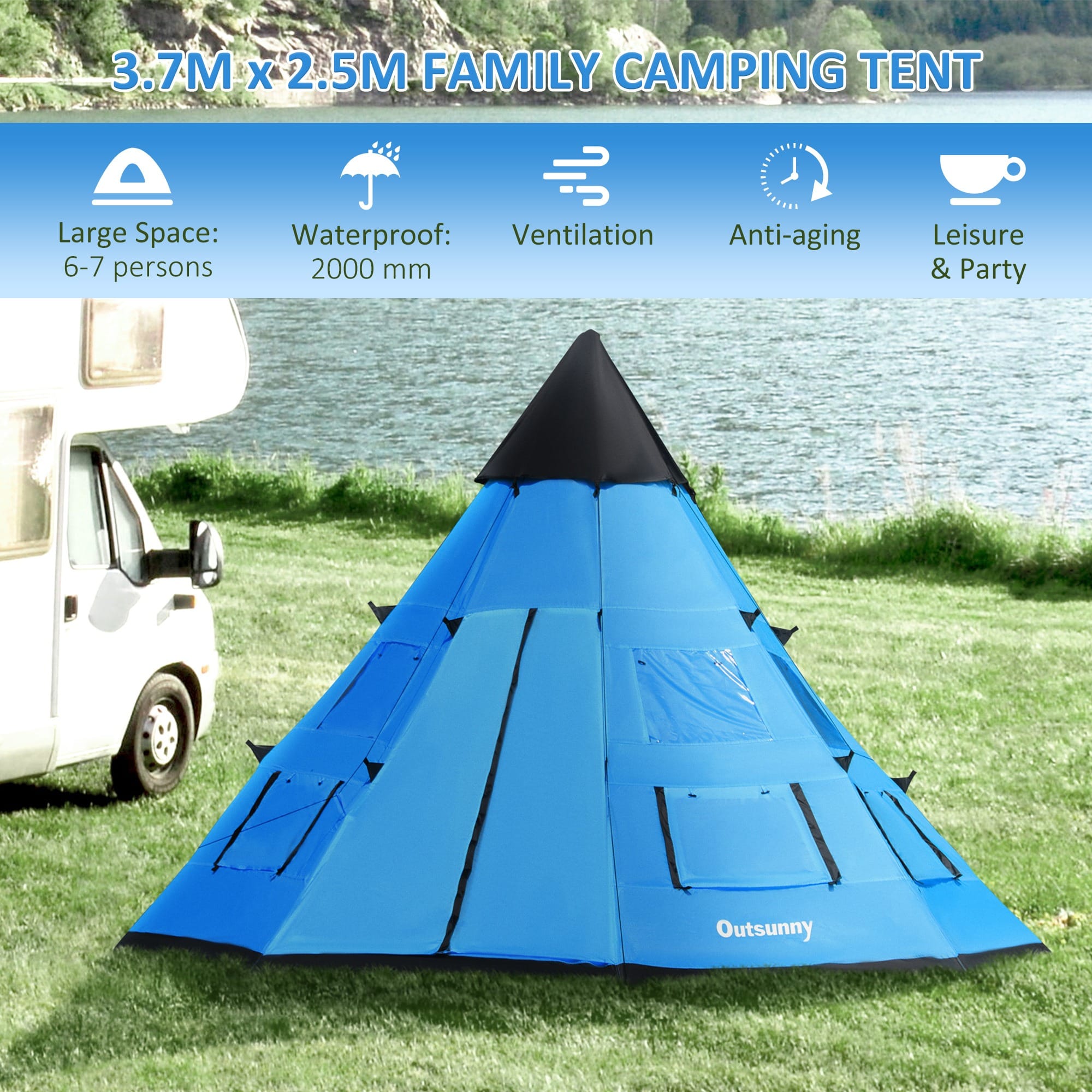 Outsunny 6-7 Person Large Family Tent Outsunny 6-7 Person Large Family Tent