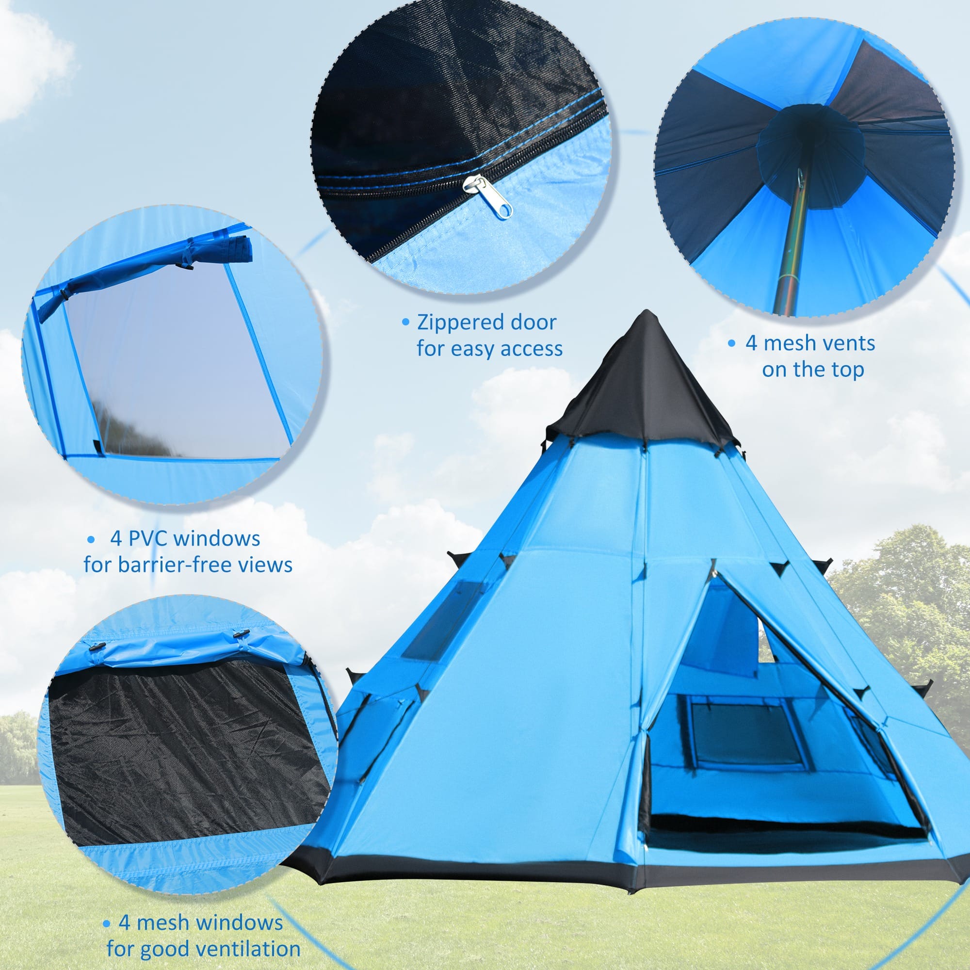 Outsunny 6-7 Person Large Family Tent Outsunny 6-7 Person Large Family Tent