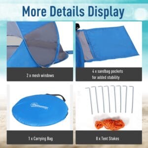 Outsunny Beach Tent Automatic Pop Up