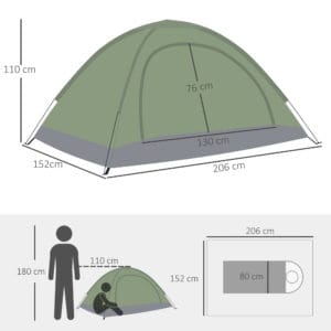 Outsunny Camping Tent for 2 Person Dome Tent