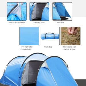 Outsunny 3 Man Camping Tent 2 Rooms