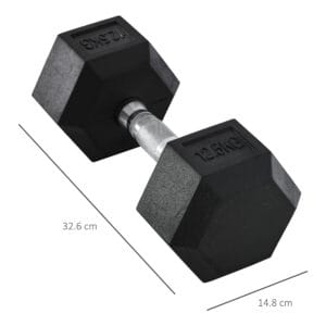 Homcom Rubber Hex Dumbbell 12.5KG Single