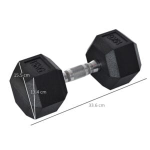 Homcom Rubber Hex Dumbbell 15KG Single