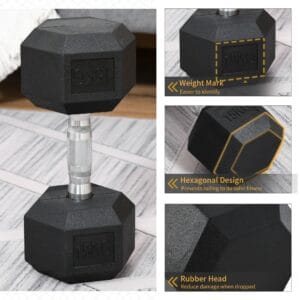 Homcom Rubber Hex Dumbbell 15KG Single