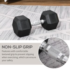 Homcom Rubber Hex Dumbbell 15KG Single