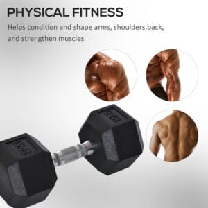 Homcom Rubber Hex Dumbbell 15KG Single
