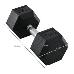 Homcom Rubber Hex Dumbbell 17.5KG
